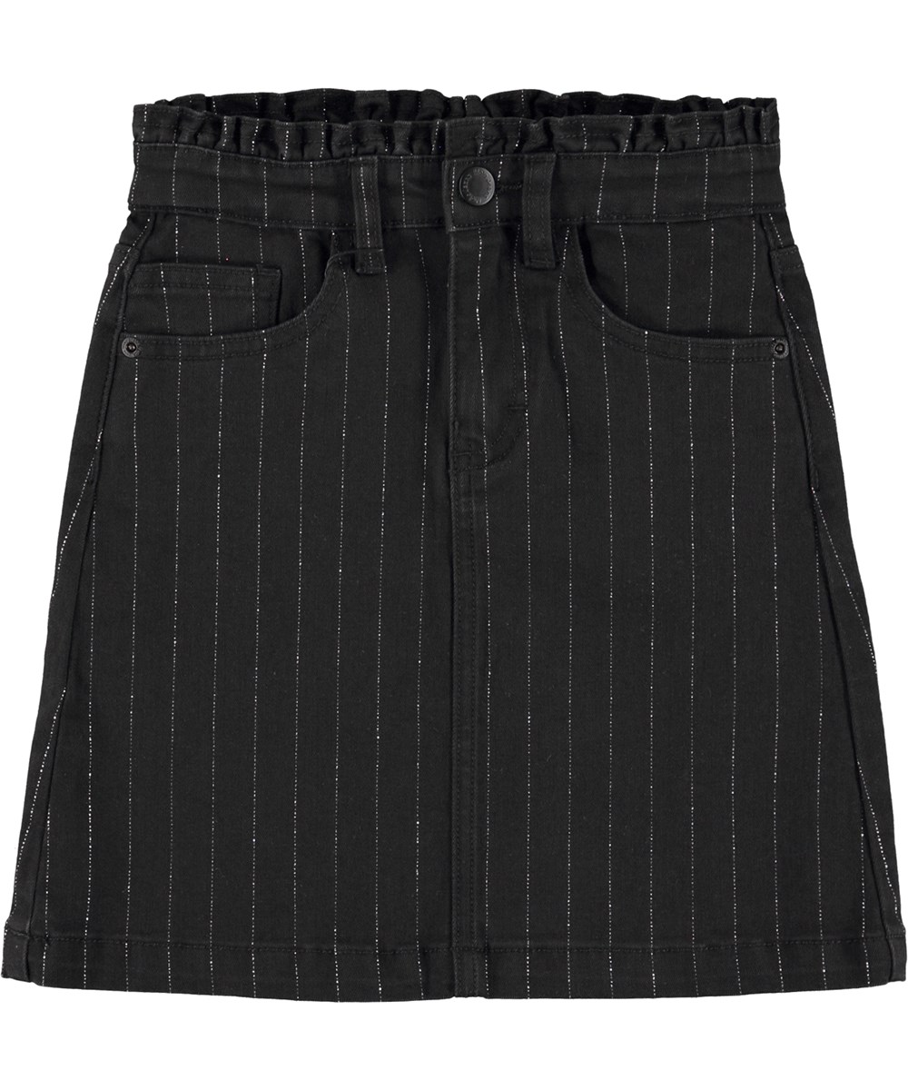 Belle - Silver Pinstripe - Black denim pinstripe skirt