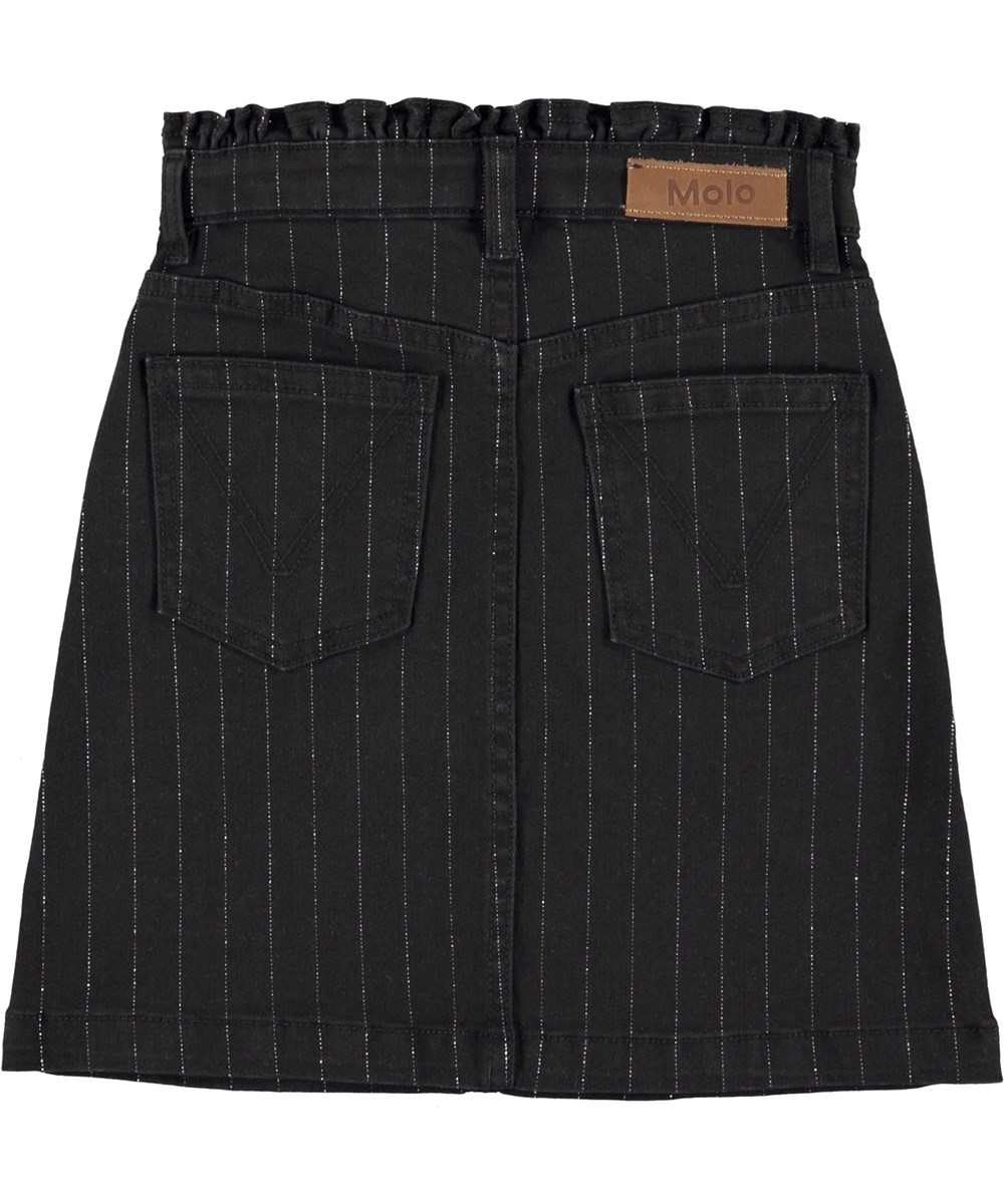 Belle - Silver Pinstripe - Black denim pinstripe skirt