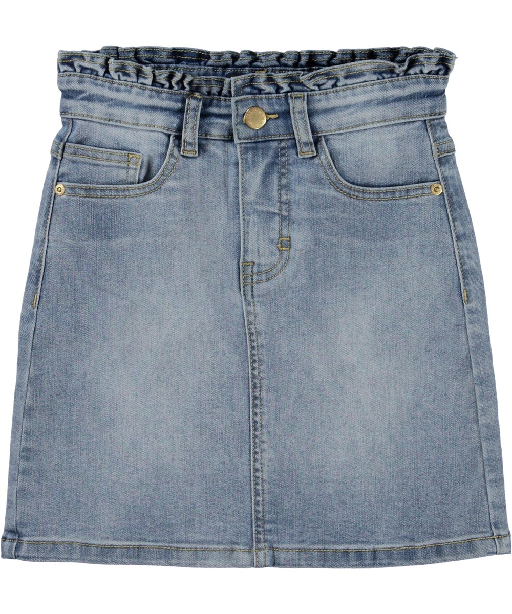 Belle - Stone Bleached - Blue denim skirt in recycled fabric 