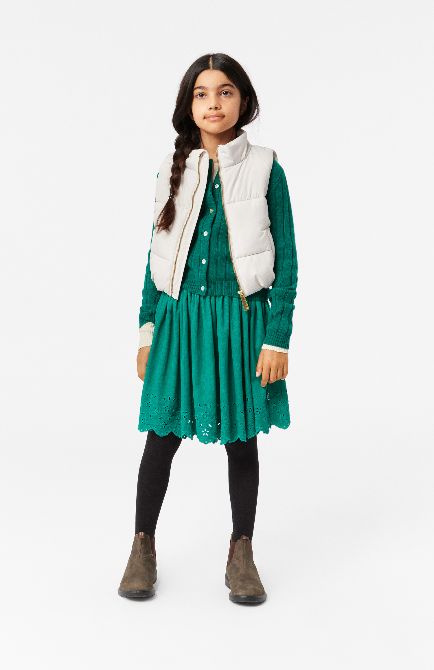 Bellis - Sporting Green - Knee-length green corduroy skirt