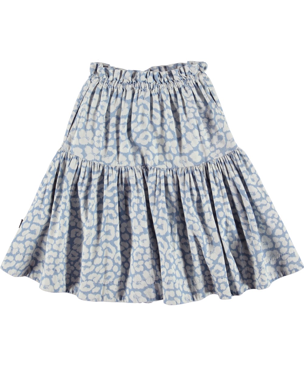 Bente - Bleached Jaguar - Light blue leopard skirt with ties