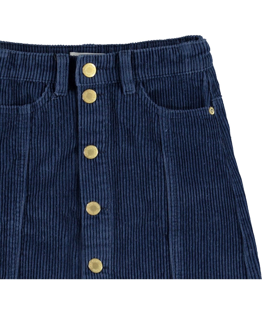 Bera - Blue Daisy - Blue corduroy skirt with buttons 