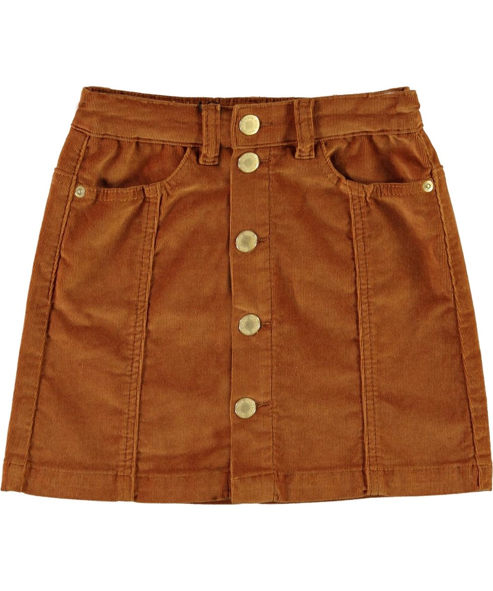 Bera - Deer - Brown corduroy skirt with buttons 