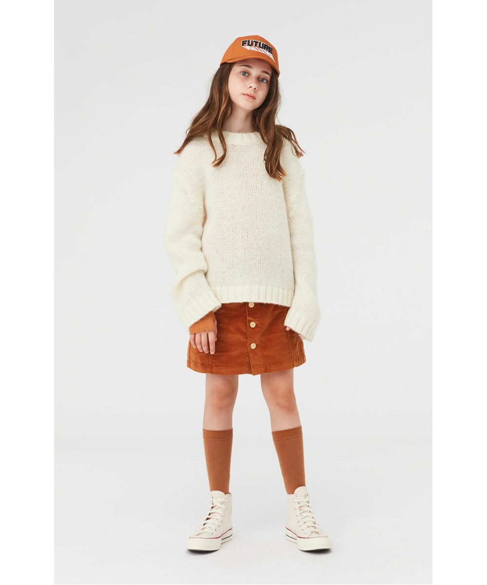 Bera - Deer - Brown corduroy skirt with buttons 