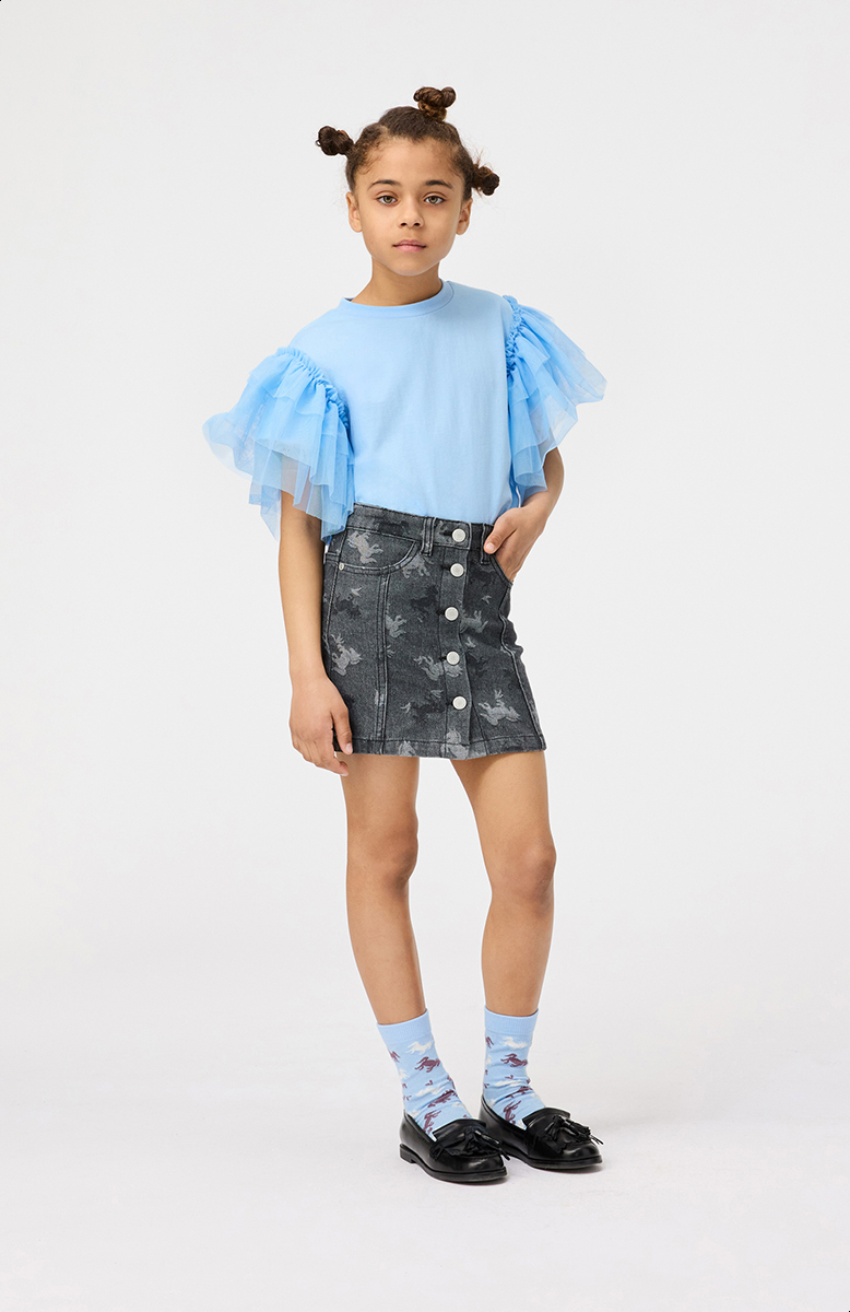 Bera - Giddy-Up Denim - Grey denim skirt with silver