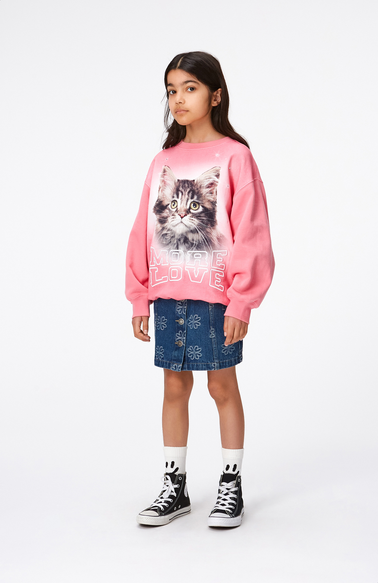 Bera - Infinity Love - Denim skirt with woven clover - Molo