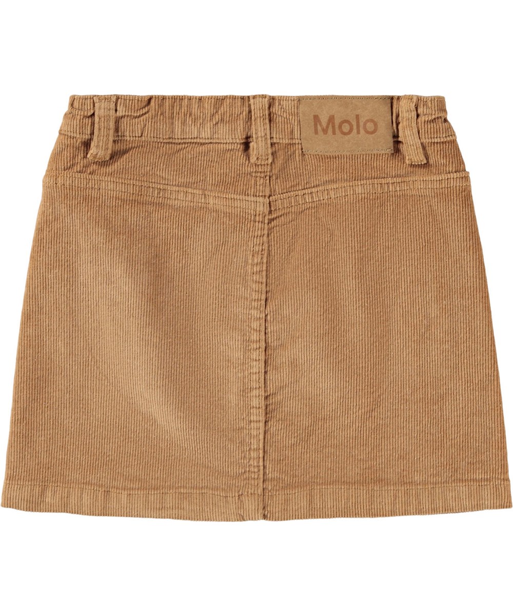 Bera - Pomeranian - Light brown skirt for children made of cotton velvet with buttons  closure.