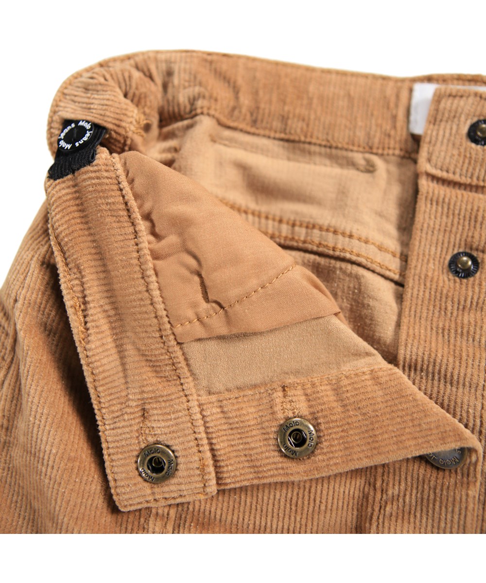 Bera - Pomeranian - Light brown skirt for children made of cotton velvet with buttons  closure.