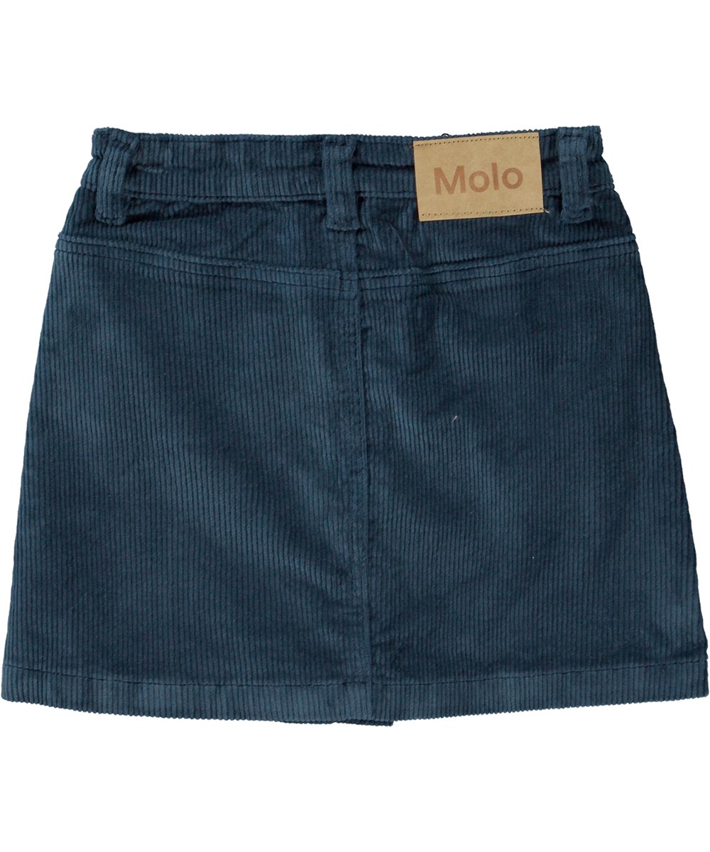 Bera - Navy Sky - Dark blue skirt in pin wale corduroy 