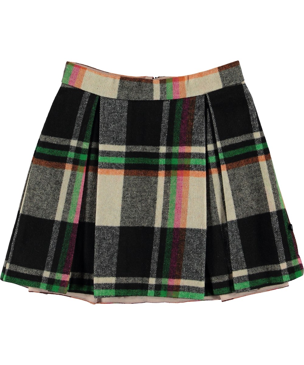 Beritta - Wintry Check - Plaid wool skirt.