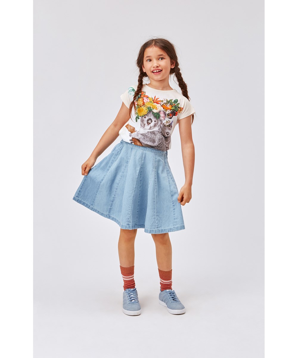 Berthe - Light Washed Blue - Organic denim skirt with panels