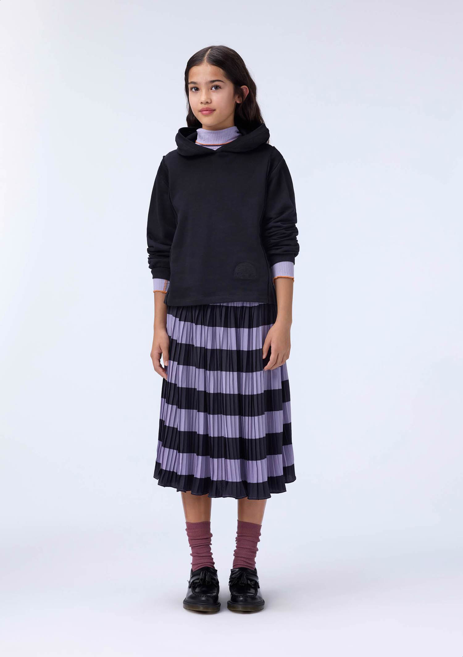 Bess - Wide Stripe - Pleated striped skirt for children in