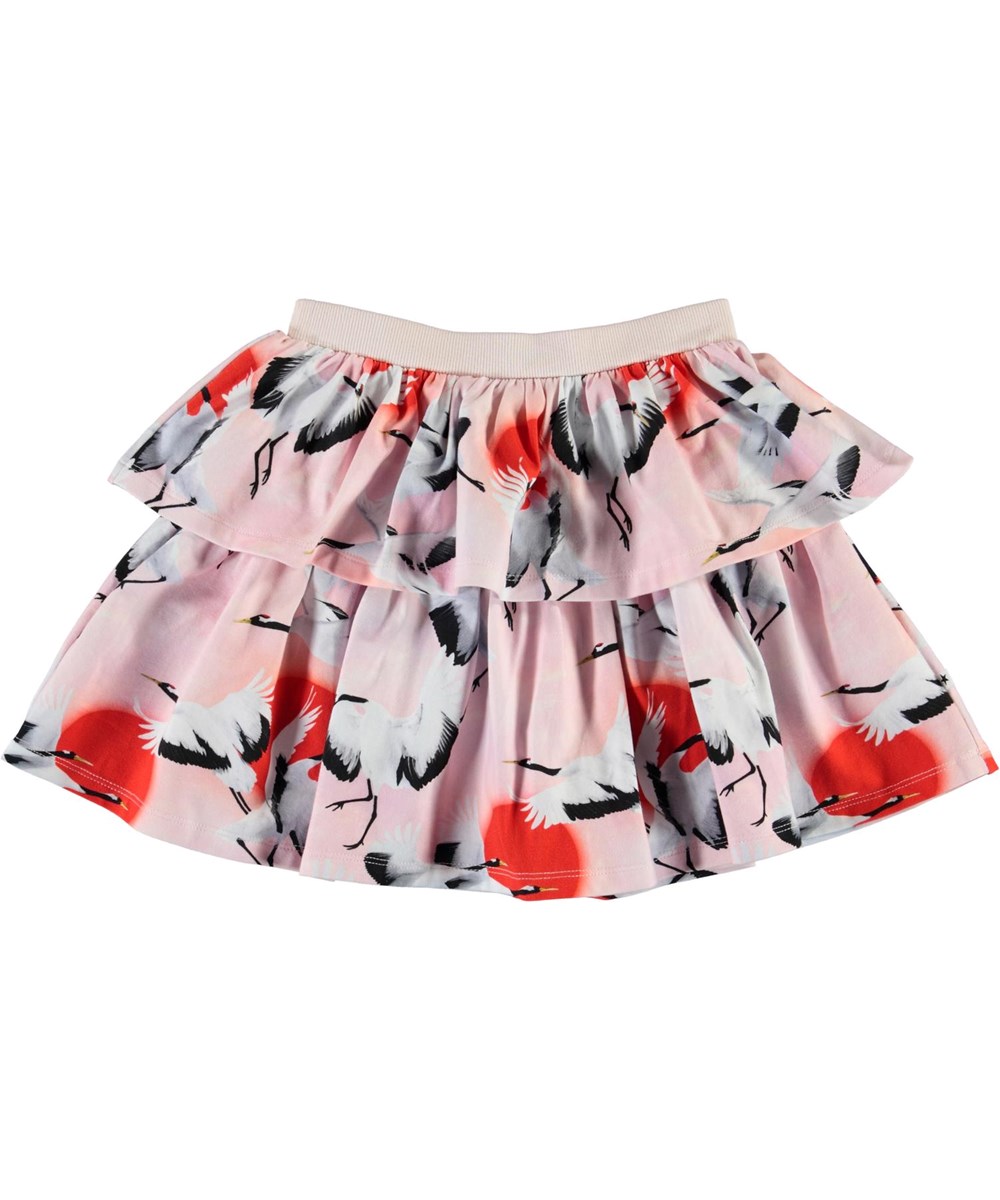Bini - Sunrise Cranes - Organic 2-layered skirt with cranes