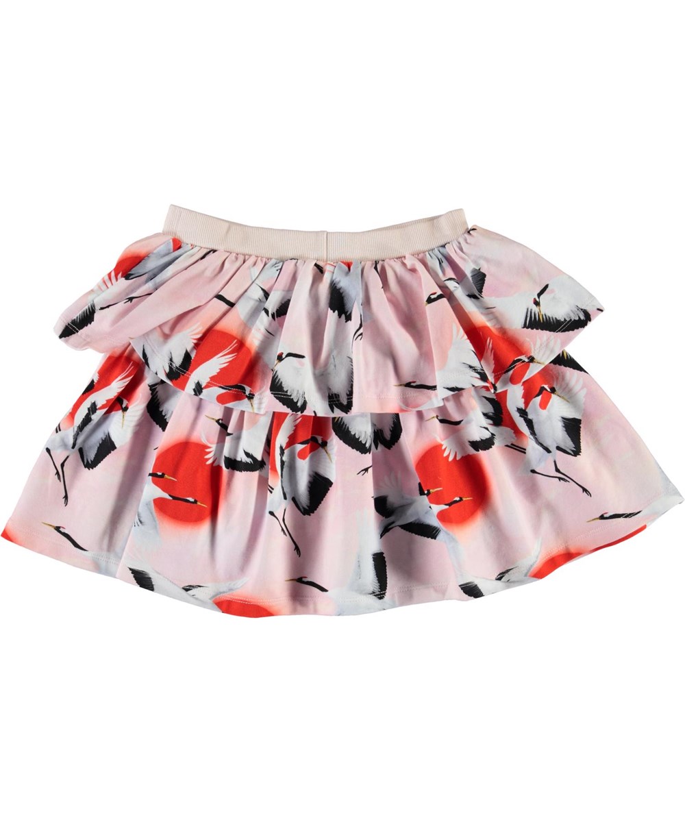 Bini - Sunrise Cranes - Organic 2-layered skirt with cranes