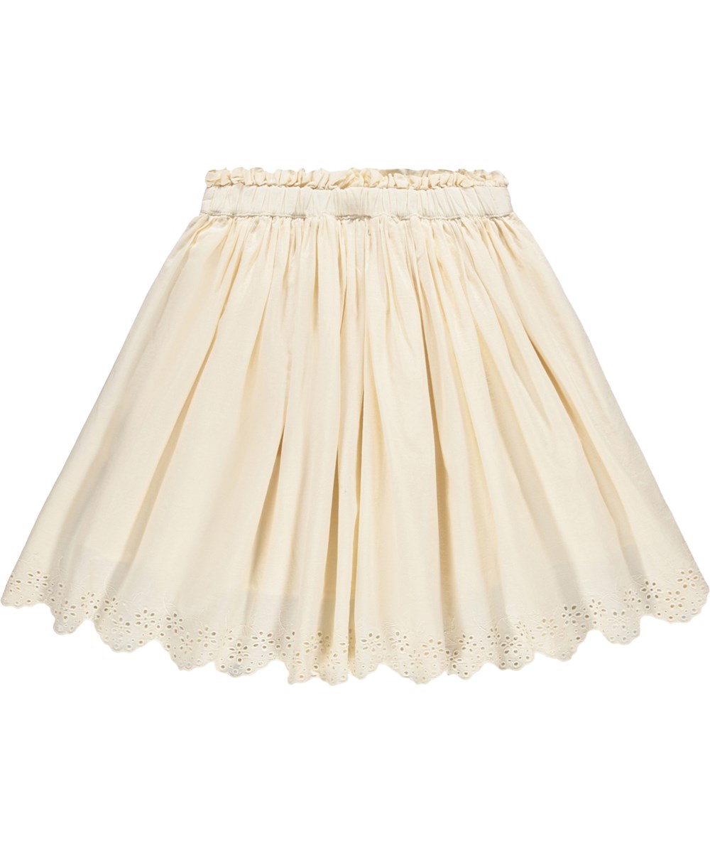 Blanca - Pearled Ivory - Off-white skirt for children made of organic cotton with broderie anglaise 