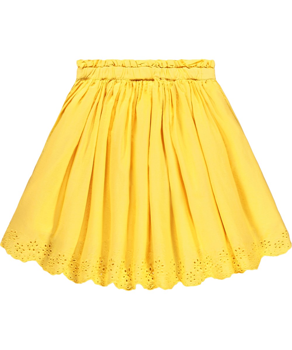 Blanca - Sunshine - Yellow skirt for children made of organic cotton with broderie anglaise 