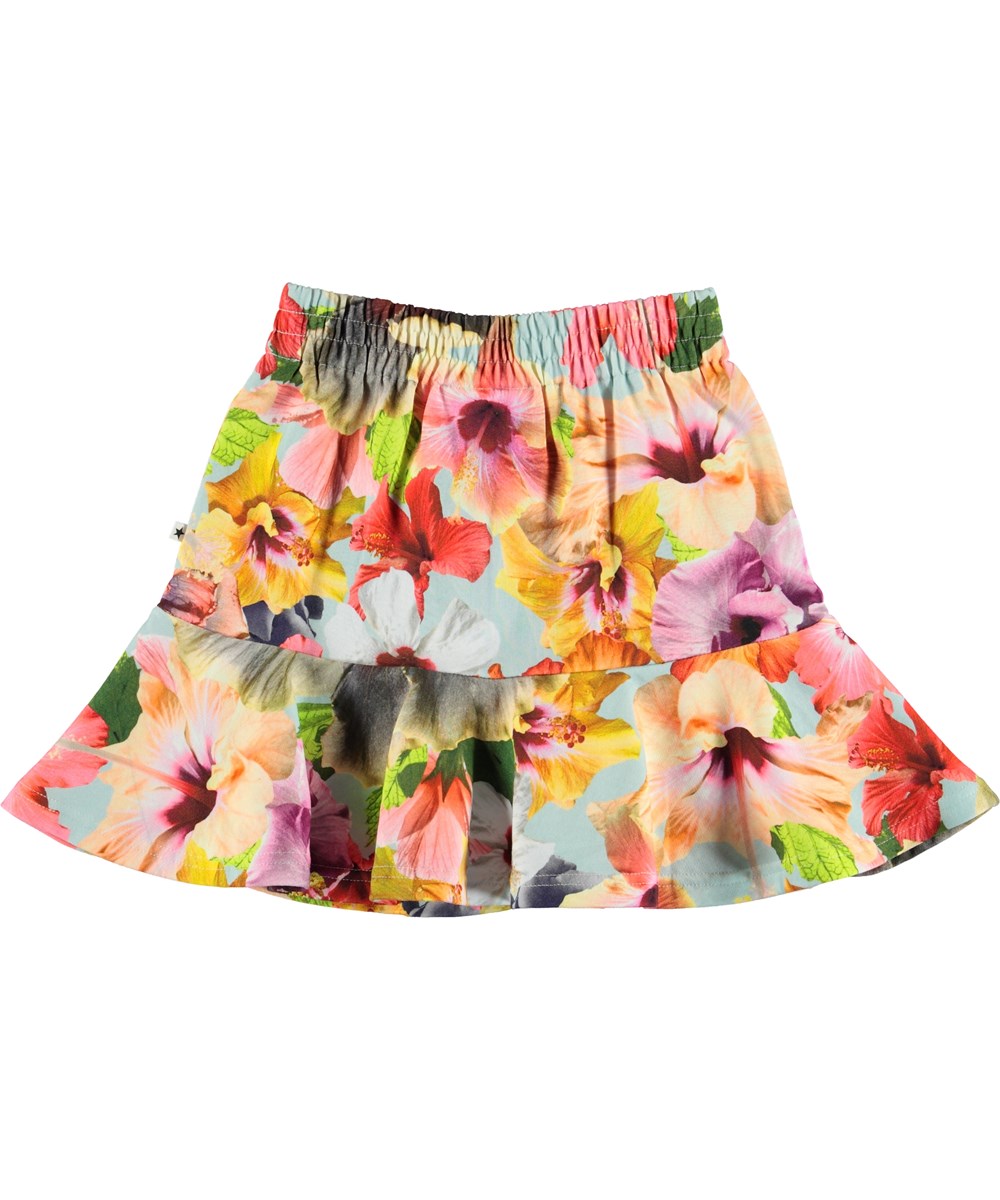 Bliss - Pacific Floral Blue - Flowered skirt