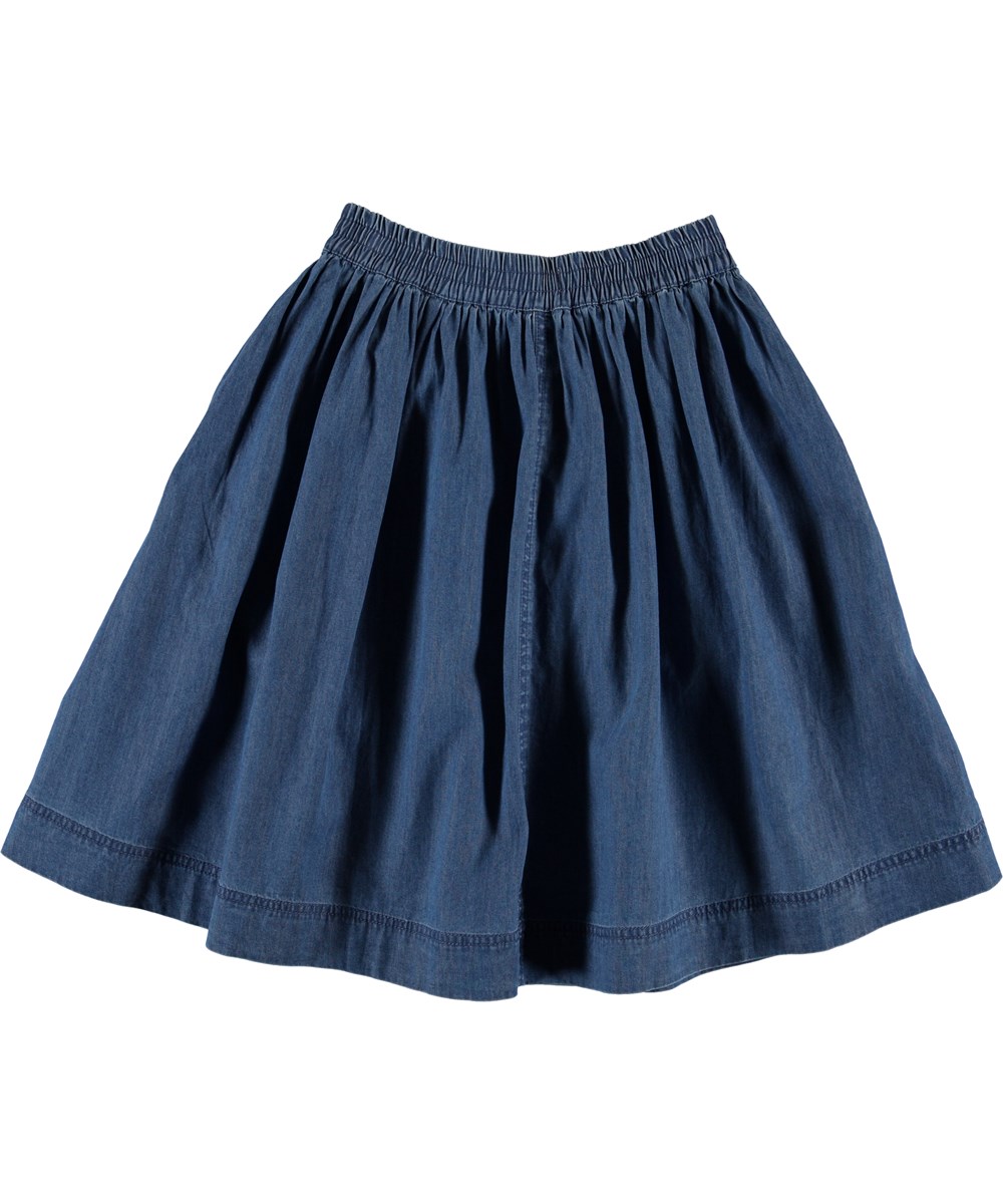 Bolette - Washed Indigo - Denim skirt with buttons