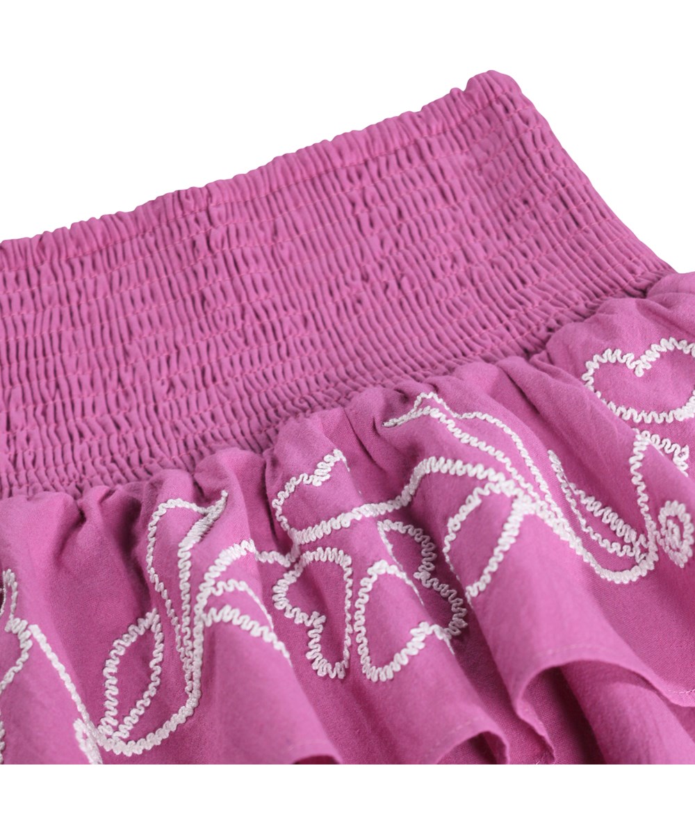 Bonita - Charisma - Knee-length purple skirt for children made of organic cotton with an embroidery 
