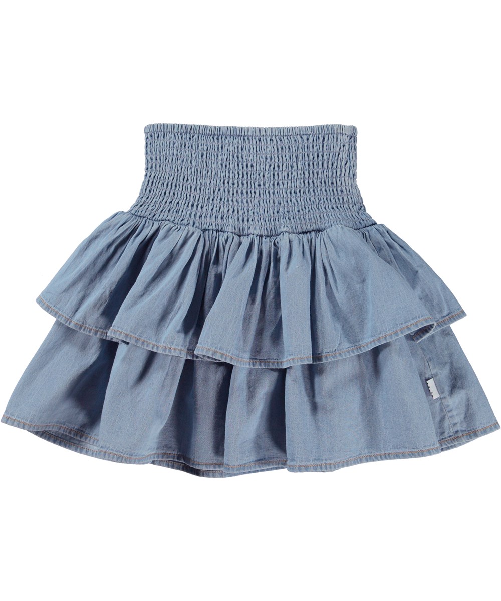Bonita - Light Chambrey - Light blue skirt with a wide yoke and a skirt in two layers