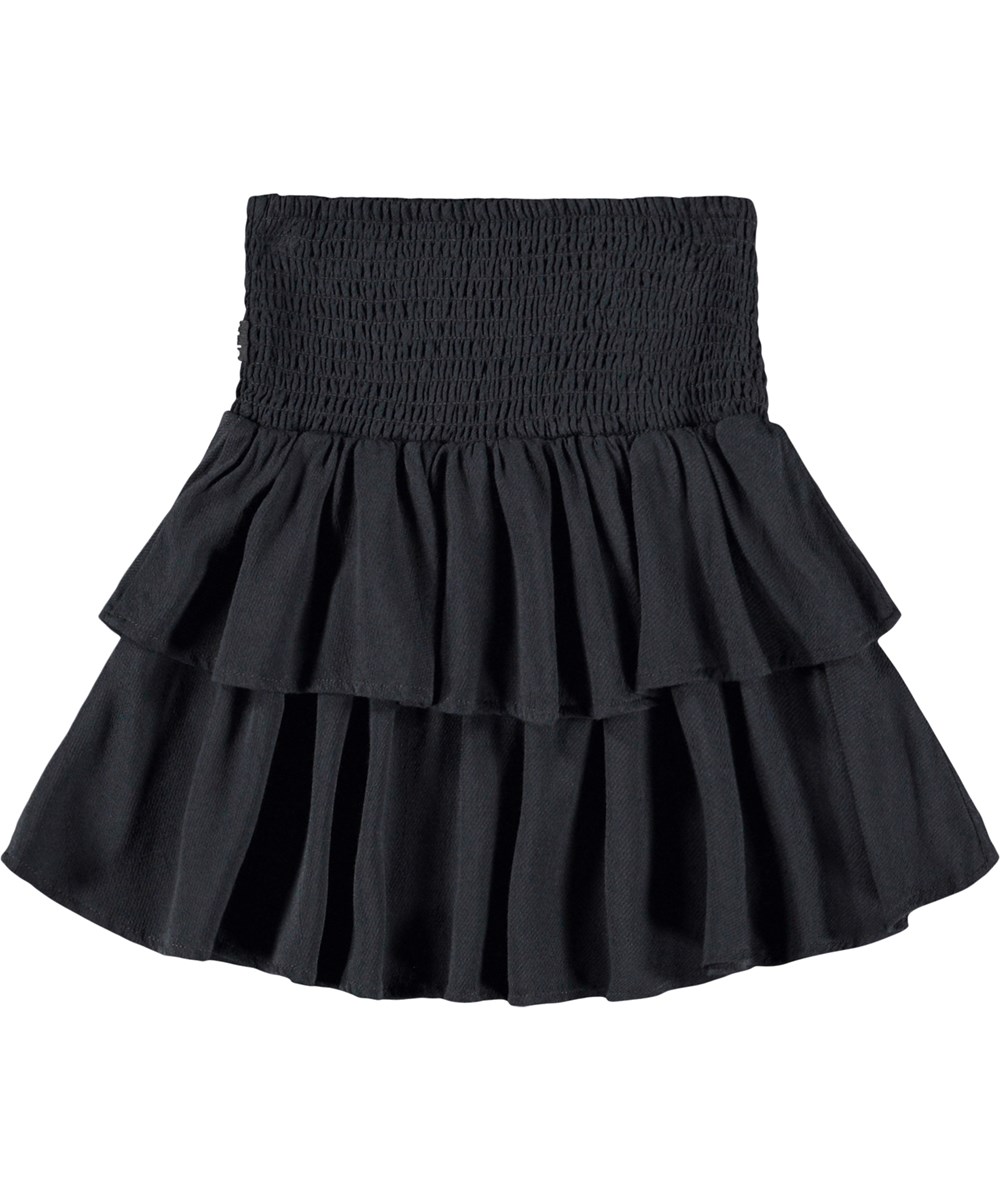 Bonita - Black - Black knee-length skirt for children made of viscose.
