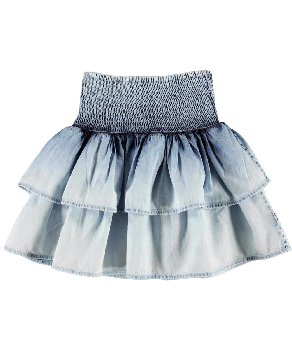 Bonita - Washed White - Light denim skirt with layer-on-layer 