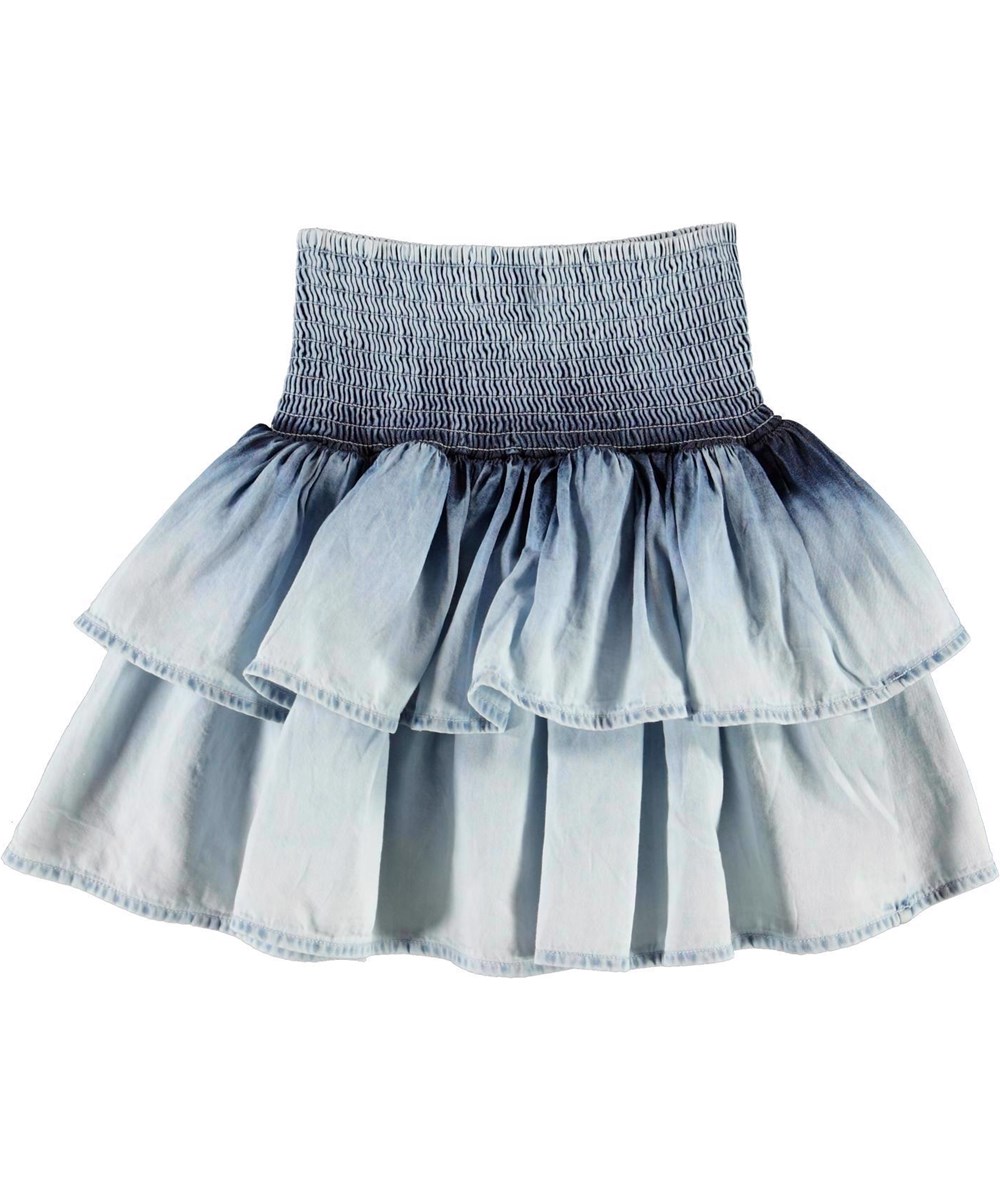 Bonita - Washed White - Light denim skirt with layer-on-layer 