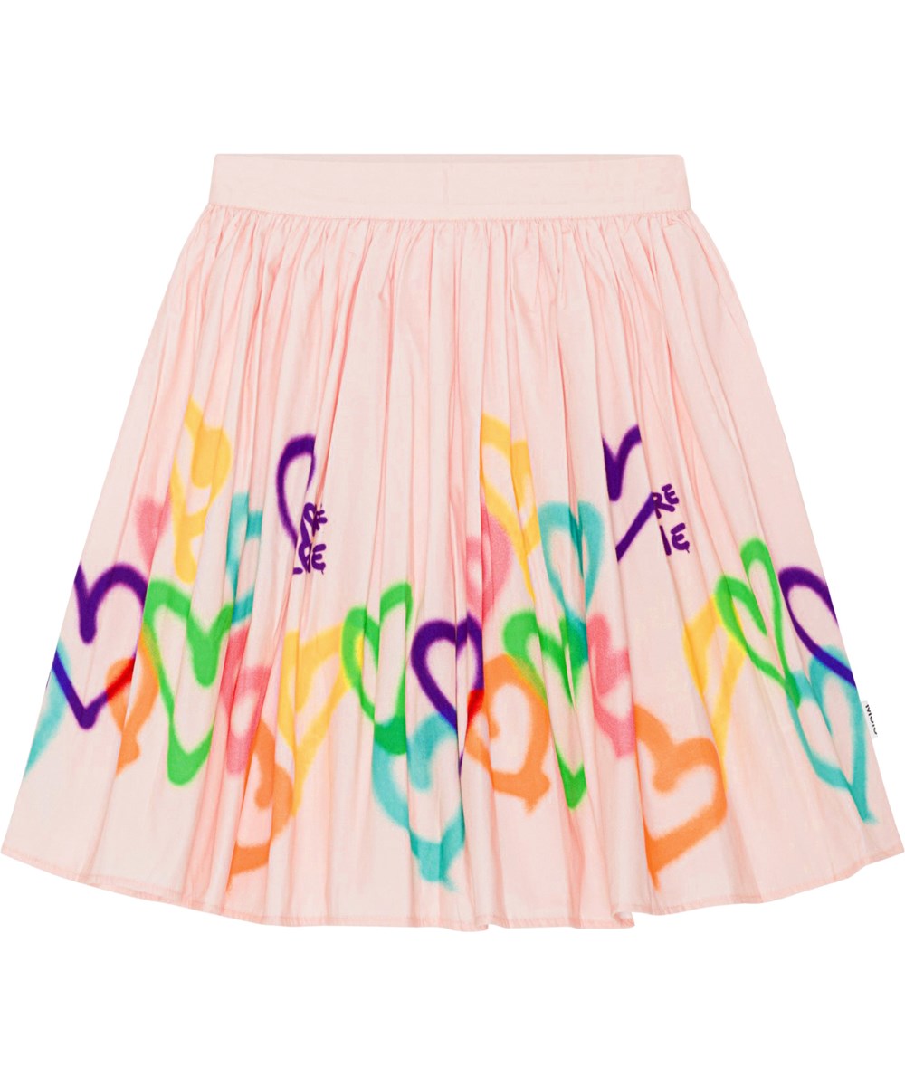 Bonnie - Colourful Hearts - Pink skirt in organic cotton with heart print