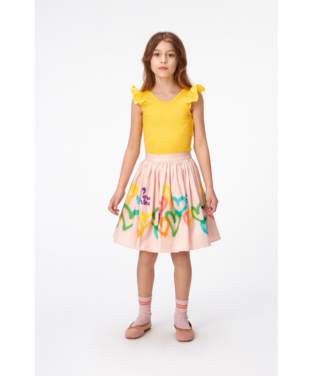 Bonnie - Colourful Hearts - Pink skirt in organic cotton with heart print