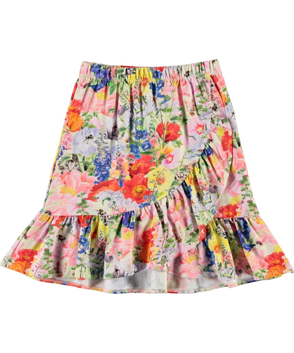 Bradie - Hide And Seek - Floral, organic wrap-around skirt