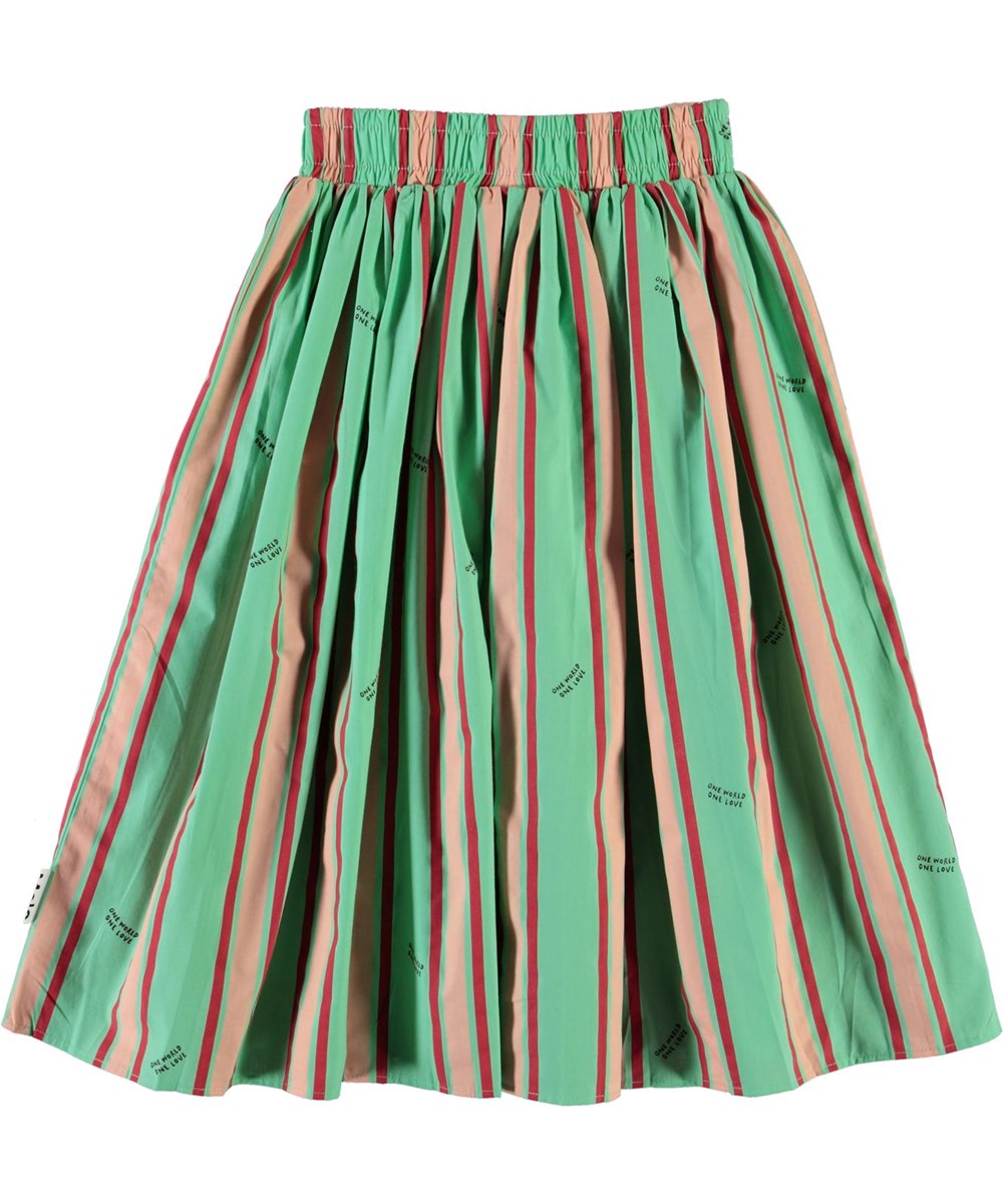 Bree - One World Stripe - Green organic skirt in rose and red 