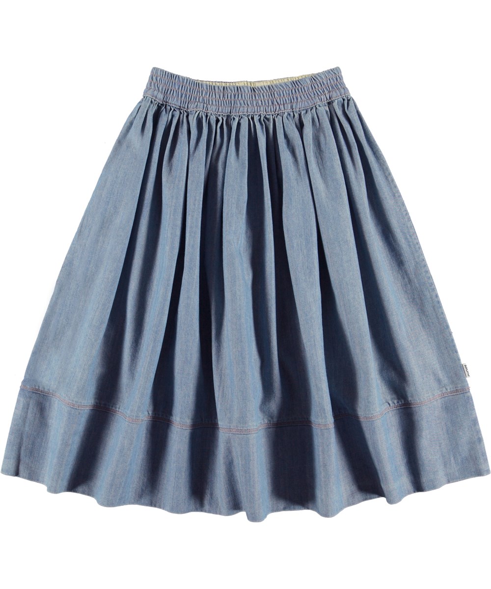 Bree - Washed Denim Blue - Blue denim skirt