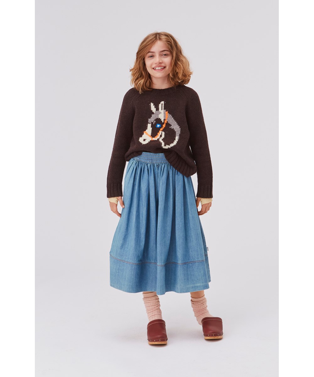 Bree - Washed Denim Blue - Blue denim skirt