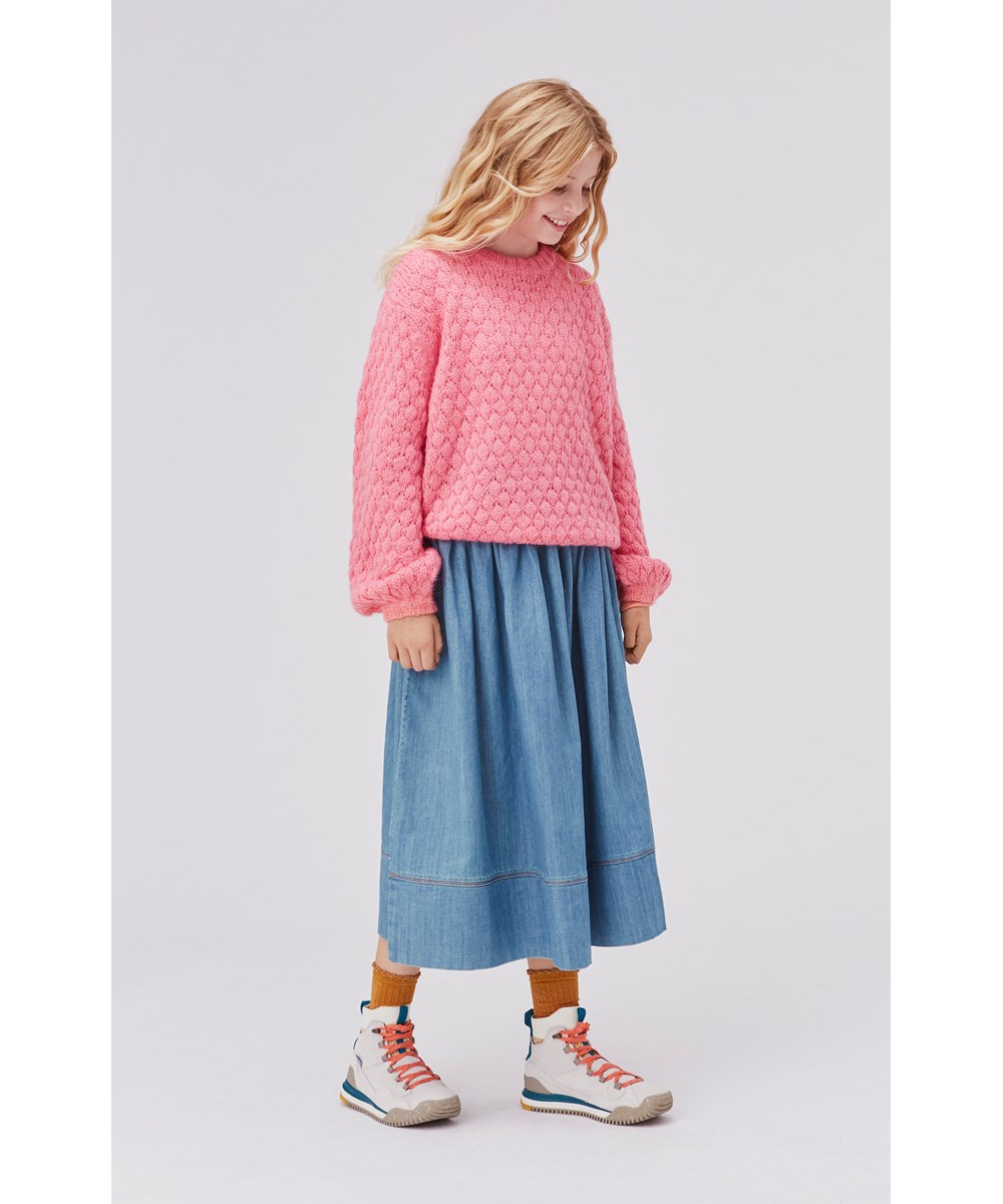 Bree - Washed Denim Blue - Blue denim skirt