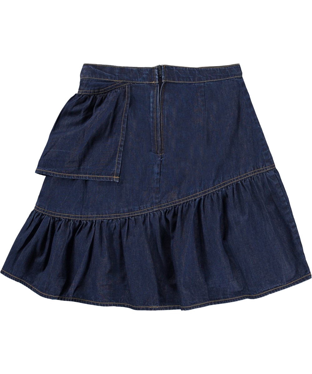 Breena - Warm Blue - Blue skirt with a wrap around effect