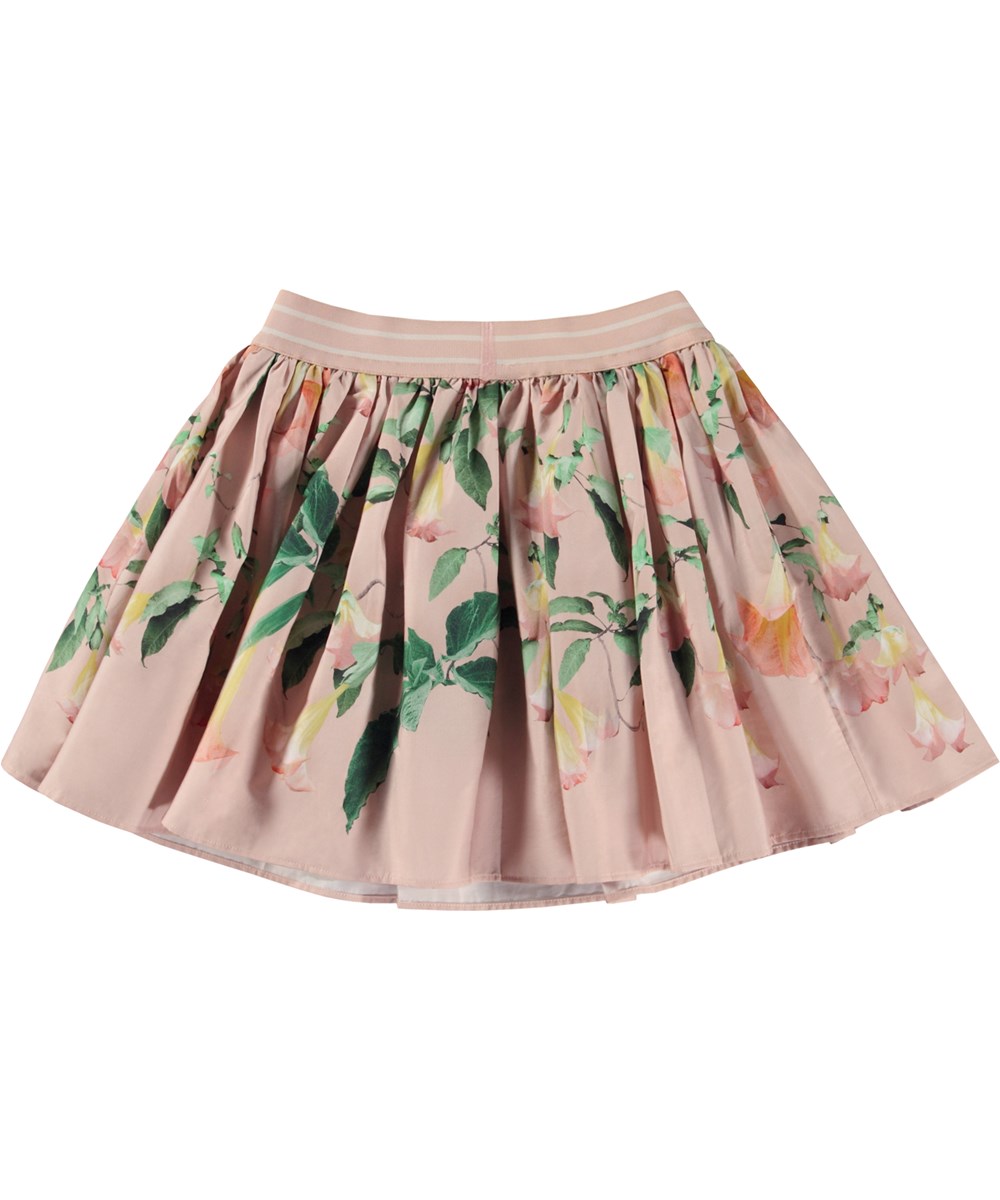 Brenda - Rose Trumpets - Pink organic mini skirt in all over floral print 