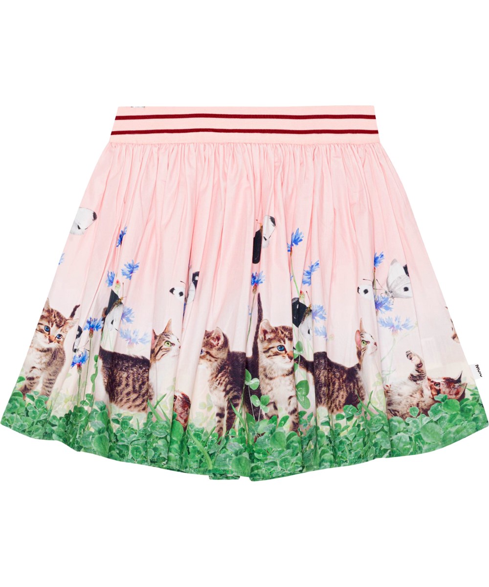 Brenda - Yin Yang Kitten - Circular skirt in organic cotton with kitten print 