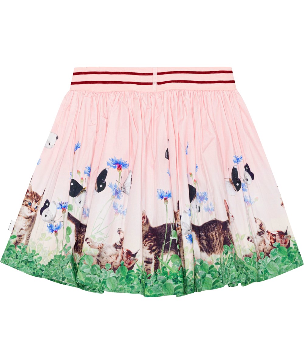 Brenda - Yin Yang Kitten - Circular skirt in organic cotton with kitten print 