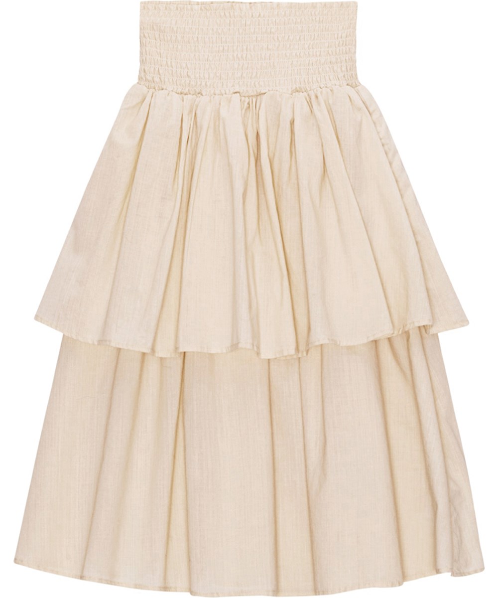 Brenna - Summer Sand - Sand coloured skirt with smocking detail