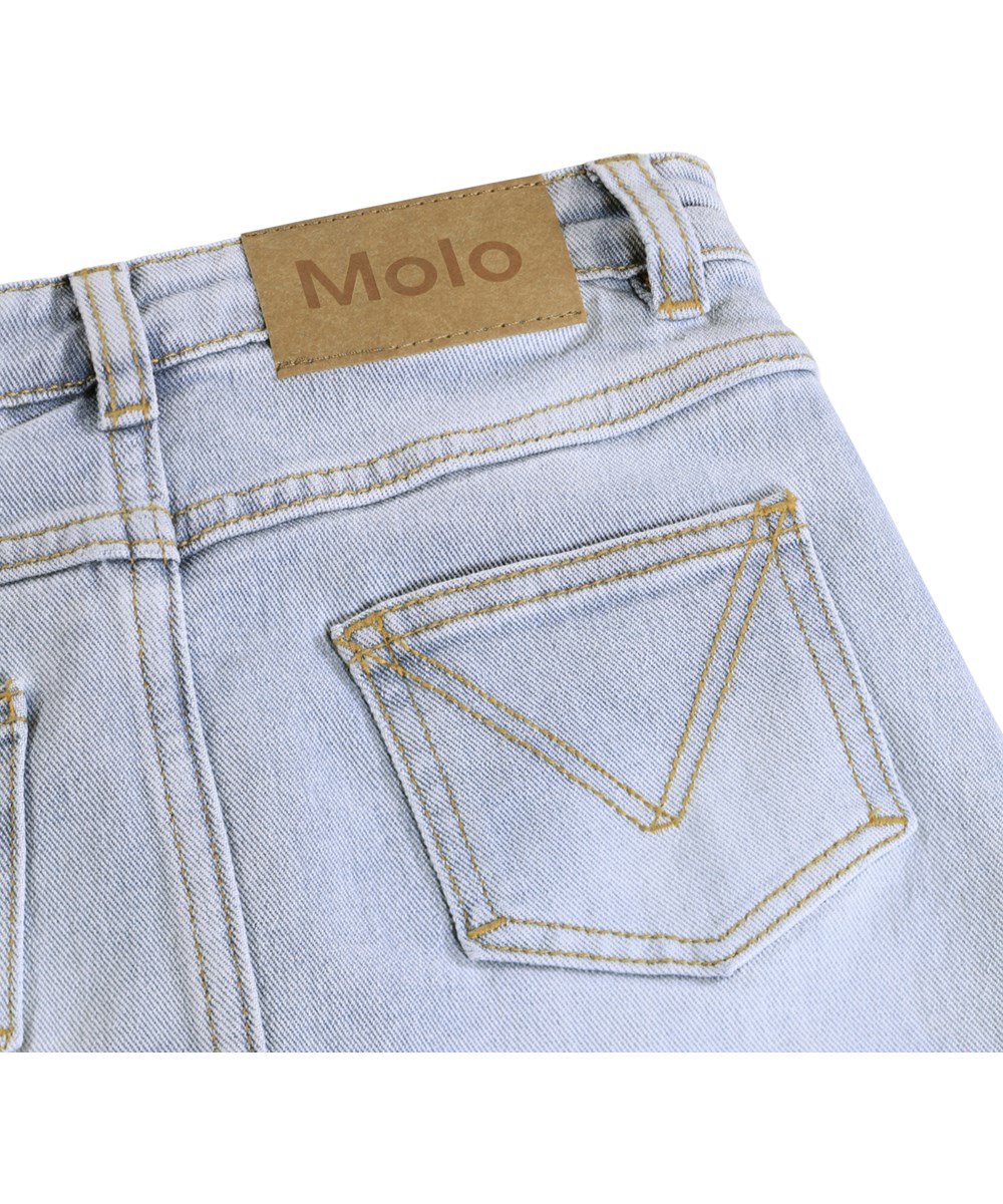 Brickly - Bleached - Light blue denim skirt for children made of organic cotton with a slit 
