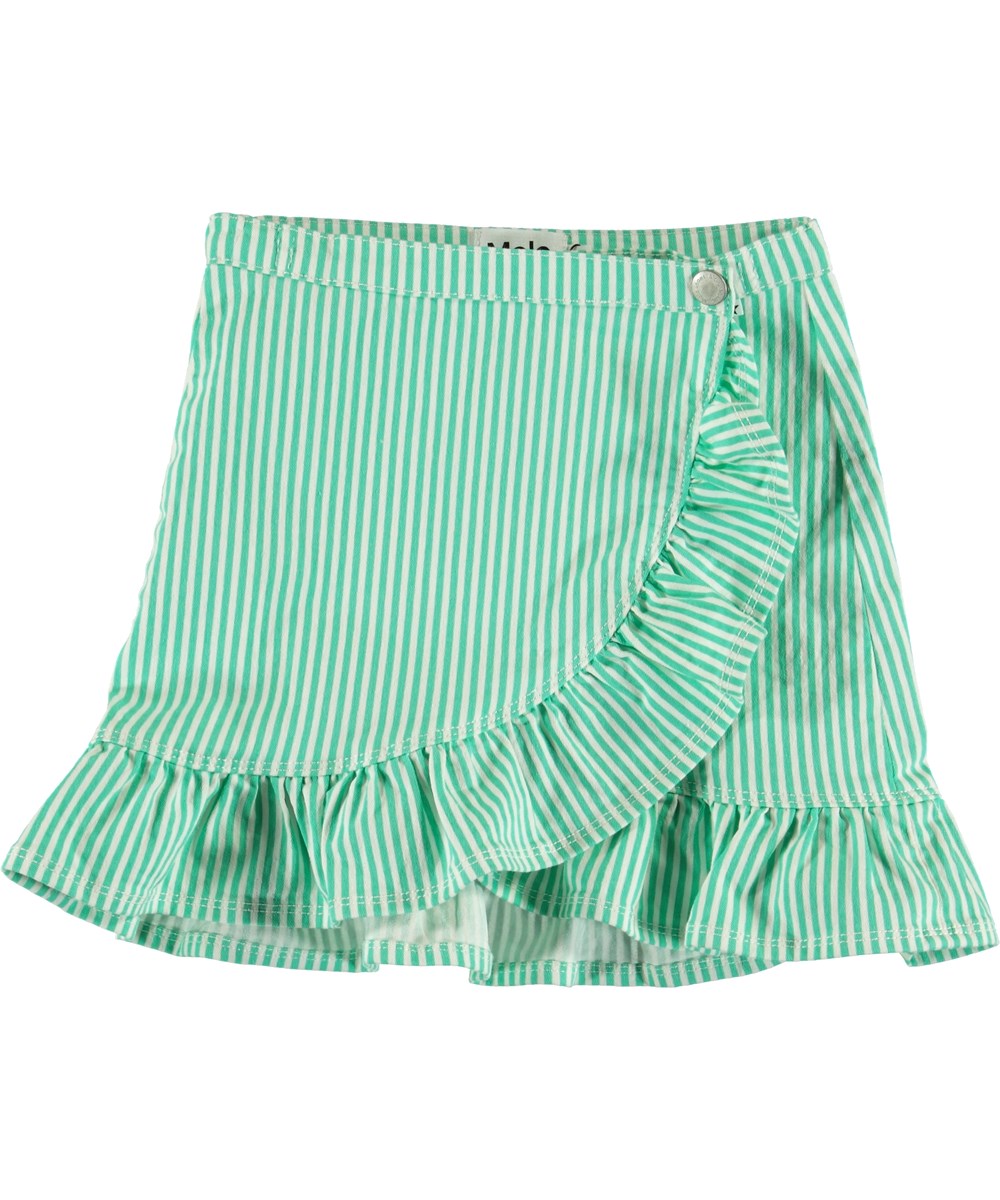 Brigitt - Lagoon Stripe - Green and white striped skirt 