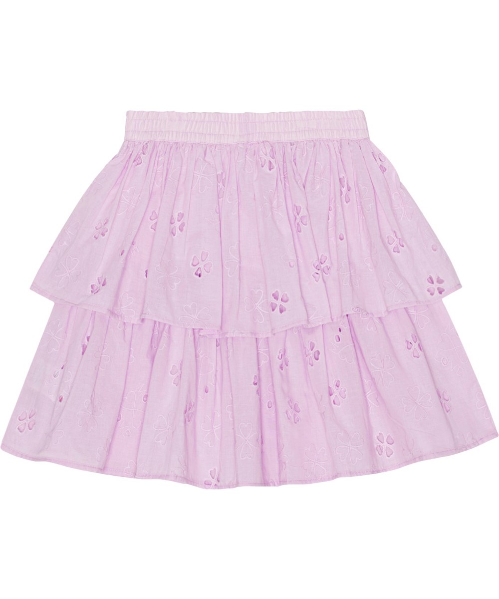 Brigitte - Alpine Glow - Pastel purple broderie anglaise skirt in organic cotton