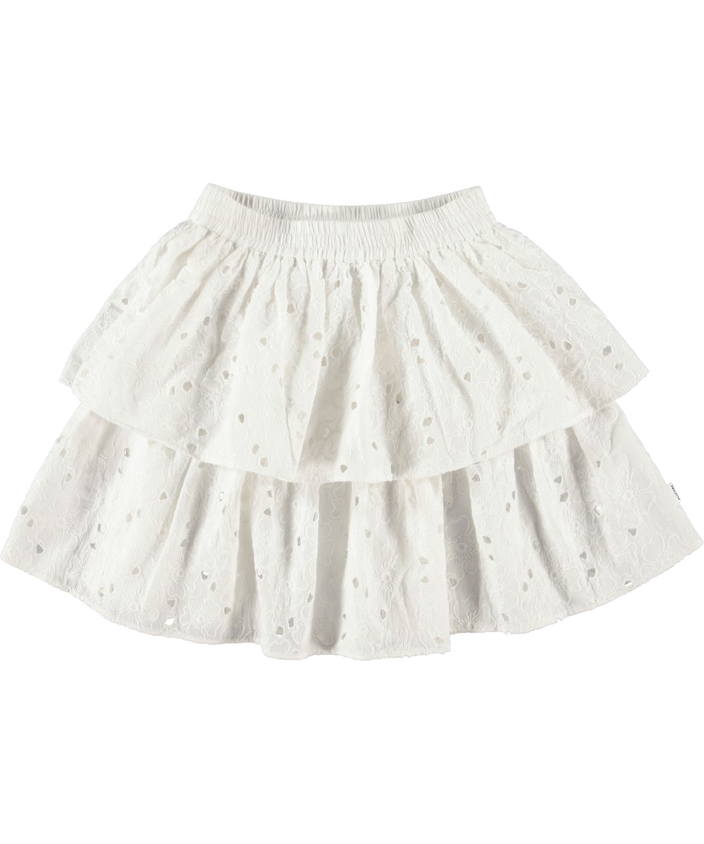 Brigitte - White - White skirt in broderie anglaise