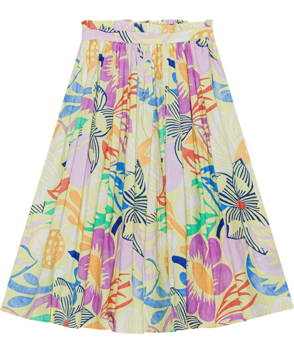 Brisali - Charleston Floral - Light green skirt in organic cotton with floral print
