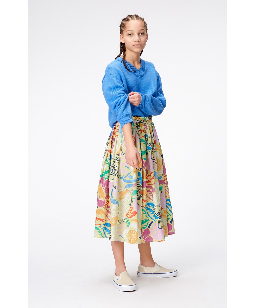 Brisali - Charleston Floral - Light green skirt in organic cotton with floral print