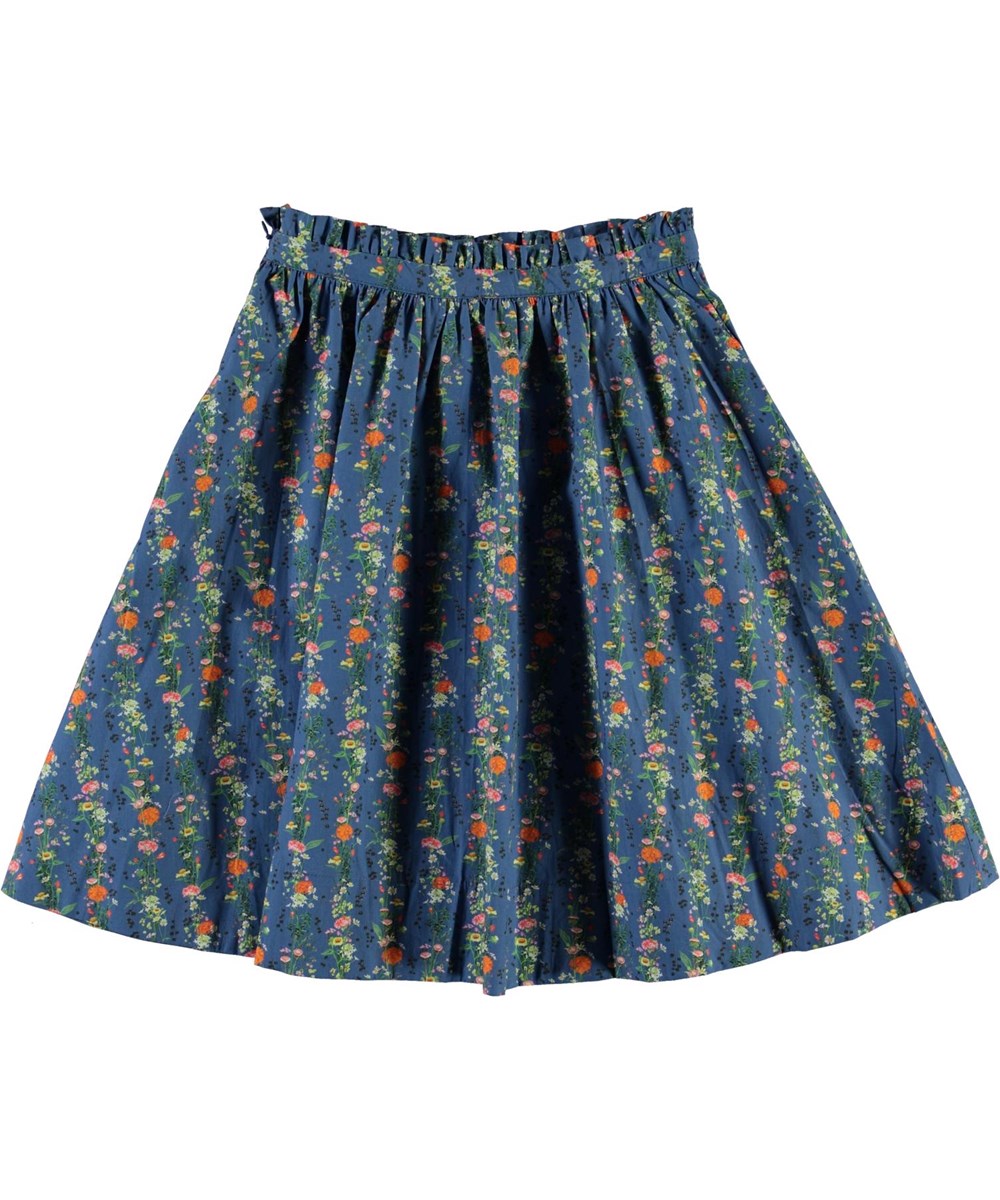 Brisani - Vertical Flora Mini - Blue floral skirt