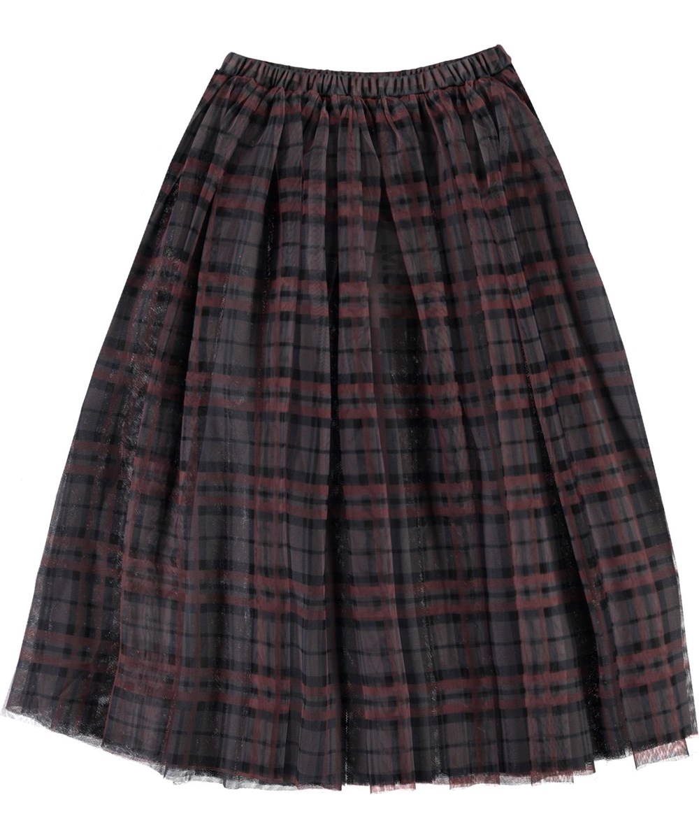 Britani - Check Mesh - Long plaid tulle skirt