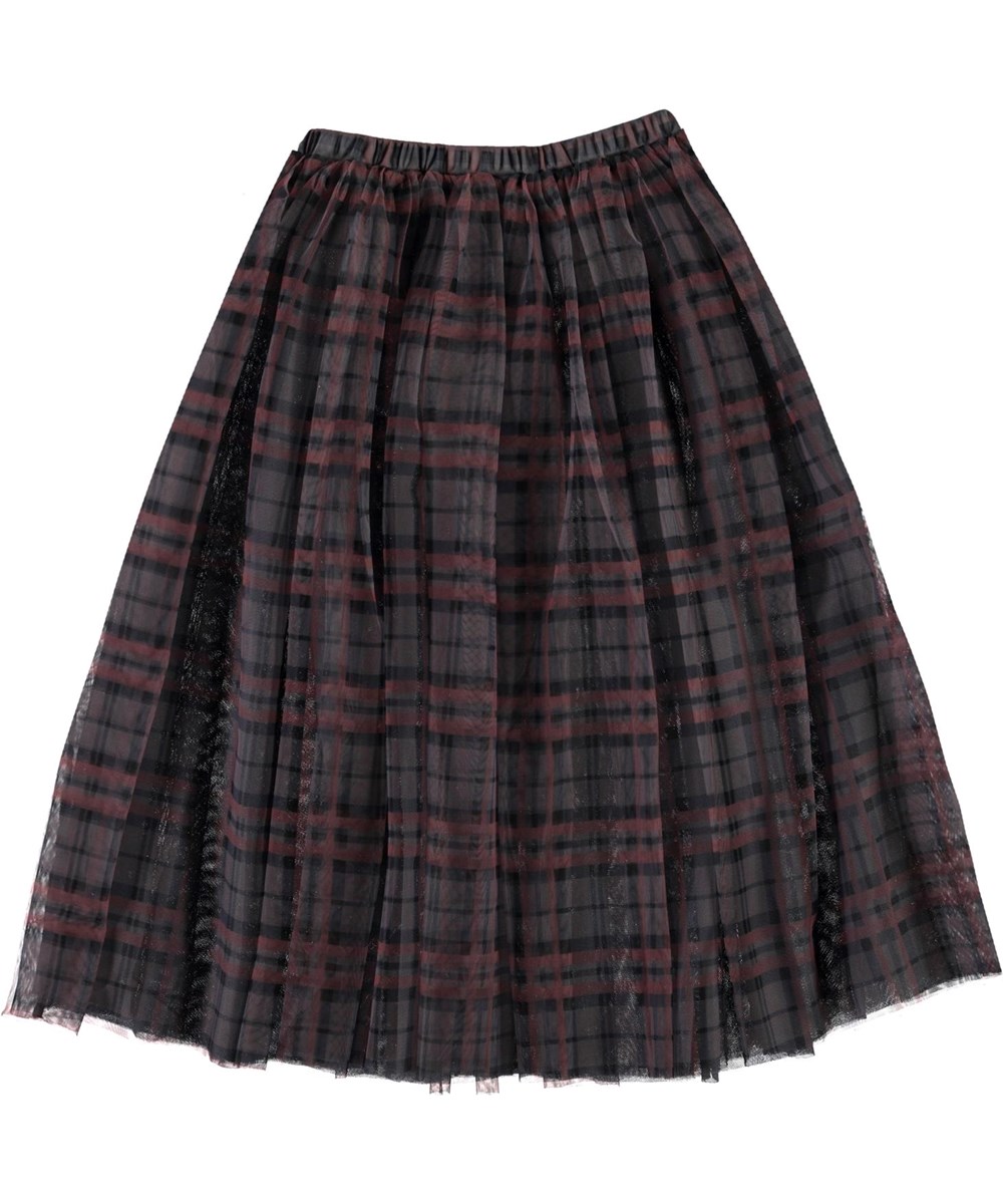 Britani - Check Mesh - Long plaid tulle skirt