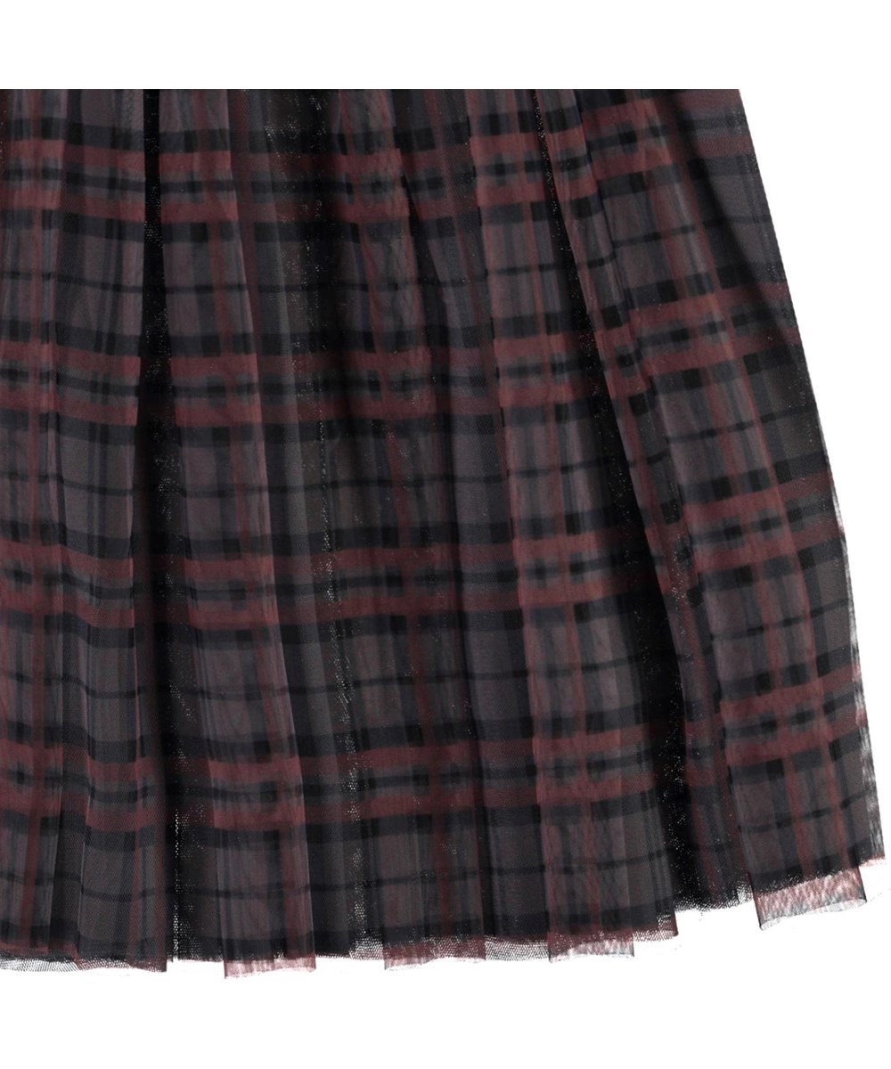 Britani - Check Mesh - Long plaid tulle skirt