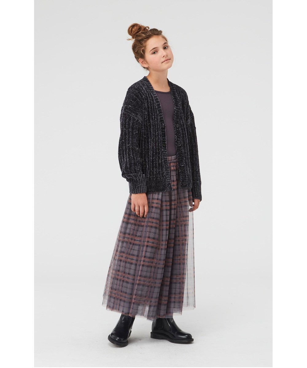 Britani - Check Mesh - Long plaid tulle skirt